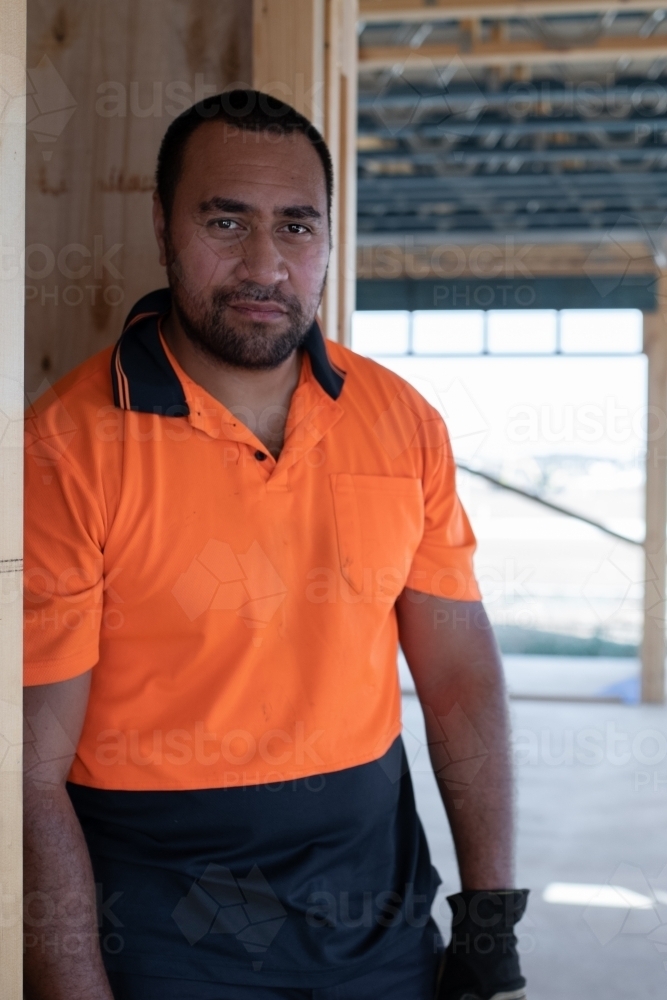 Tradie at work on construction site - Australian Stock Image