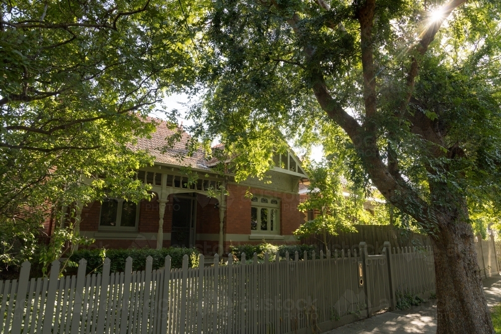 Traditional character brick constructed home on a suburban street of Melbourne - Australian Stock Image
