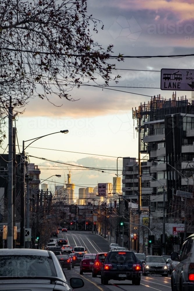 Traffic on High St Melbourne - Australian Stock Image