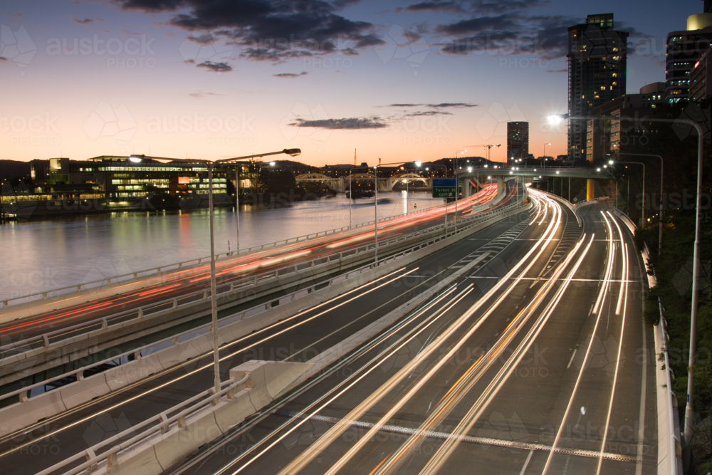 Traffic streams along the Pacific Motorway - Australian Stock Image