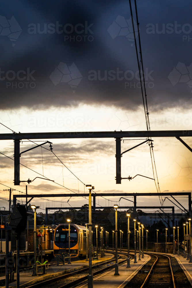 Train tracks at sunset - Australian Stock Image