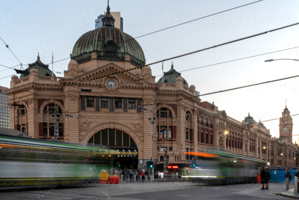 Tram at Flinders Street Station - Australian Stock Image