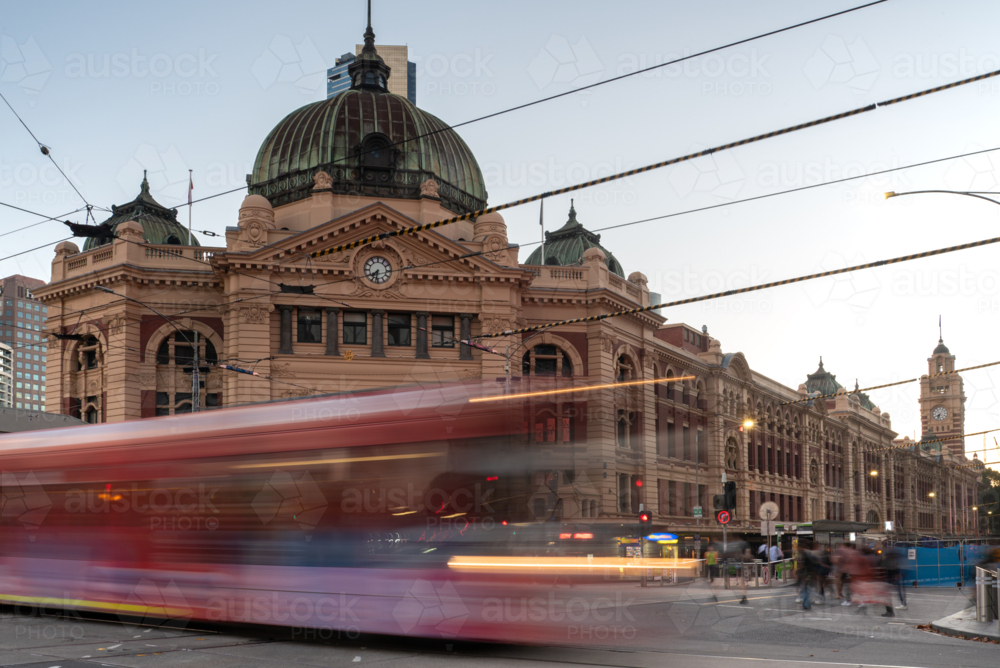 Tram at Flinders Street Station - Australian Stock Image