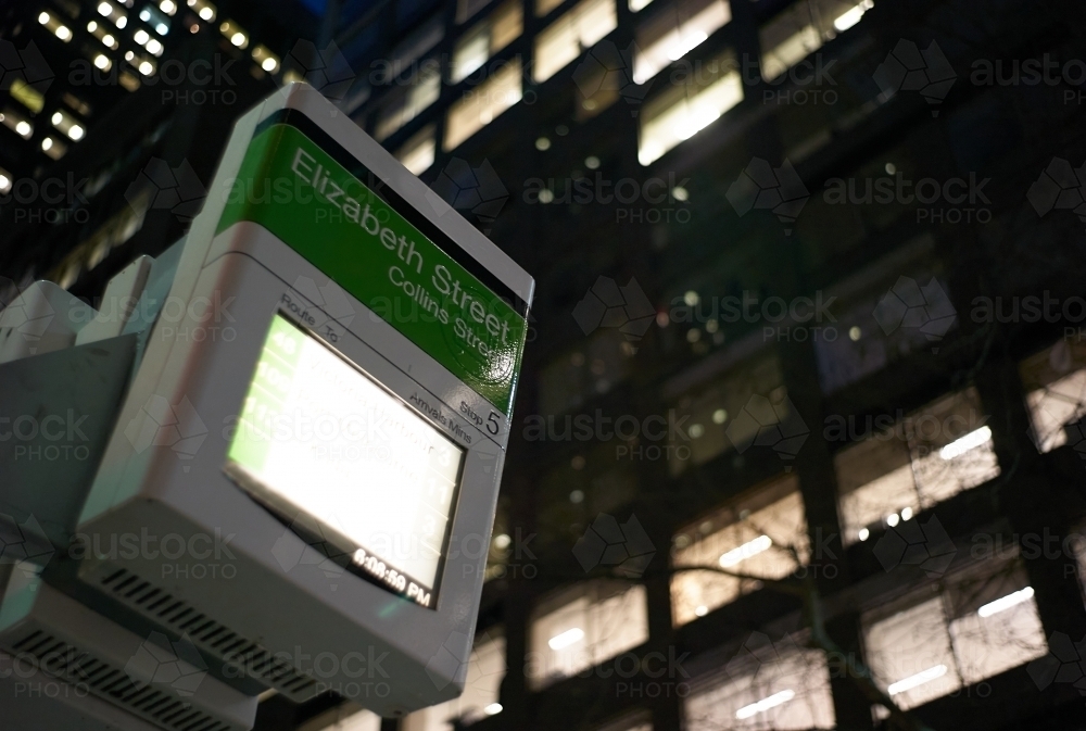 Image of Tram information screen at night - Austockphoto