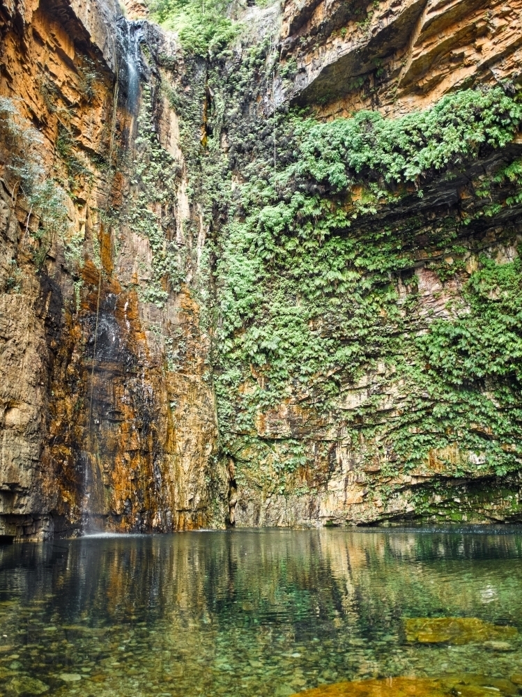 Tranquil waterfall in a remote gorge - Australian Stock Image