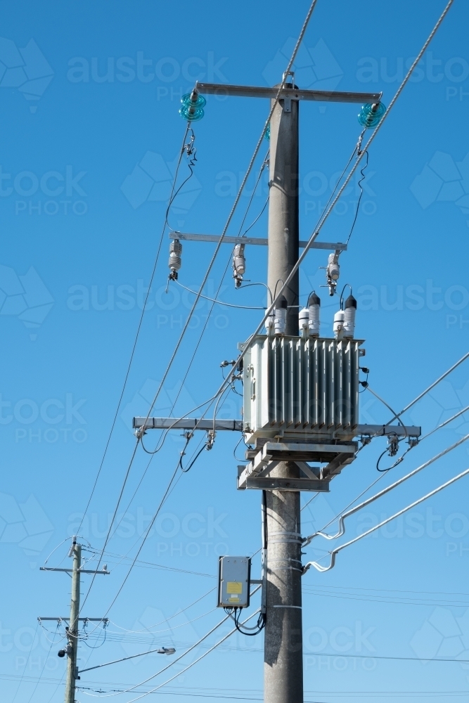 Transformer on power line - Australian Stock Image