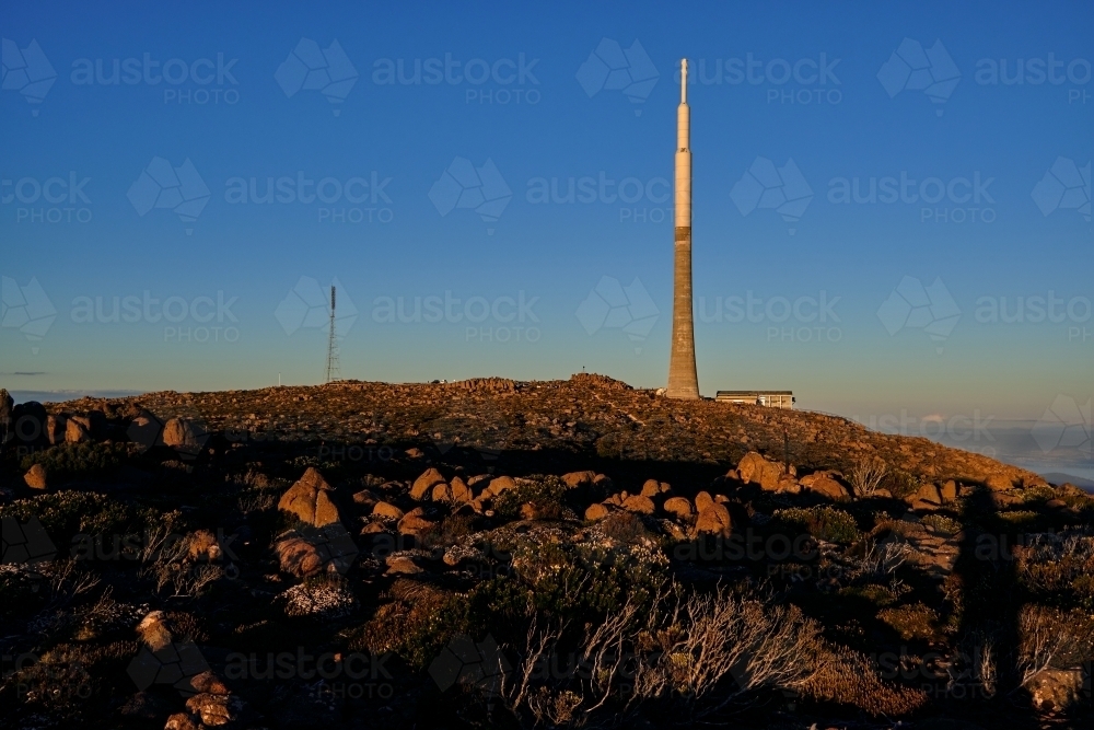 Transmitter for Radio and Television on Mt Wellington - Australian Stock Image