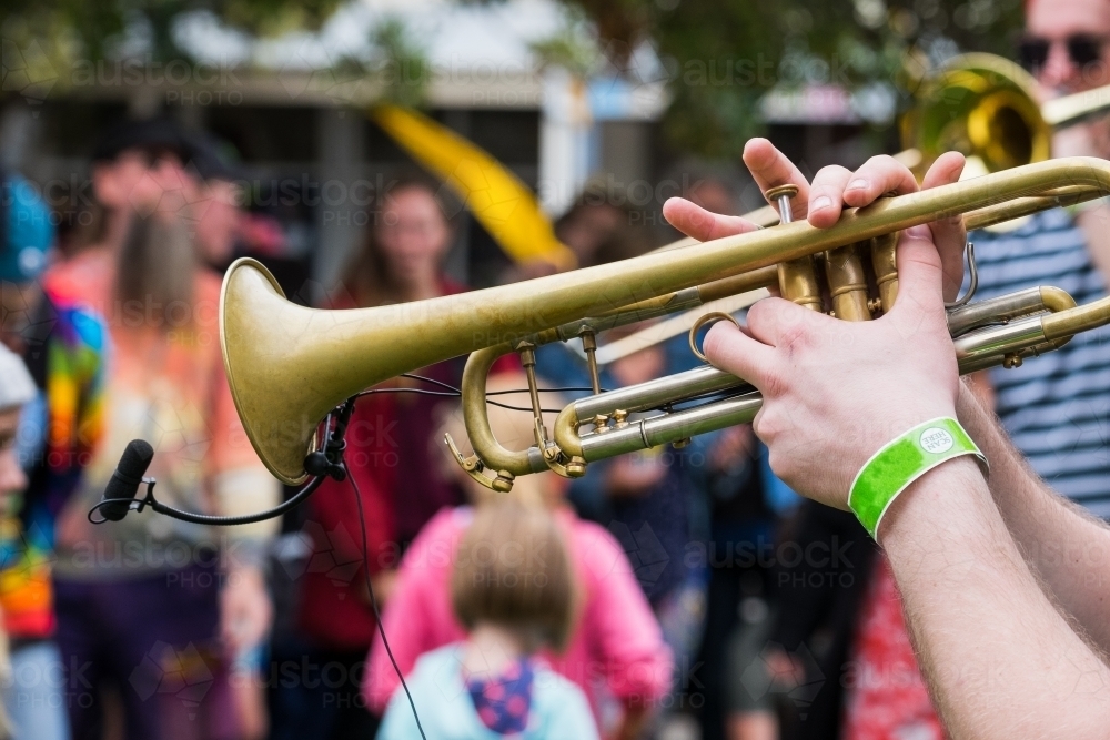 Image of Trumpet player at a music festival Austockphoto