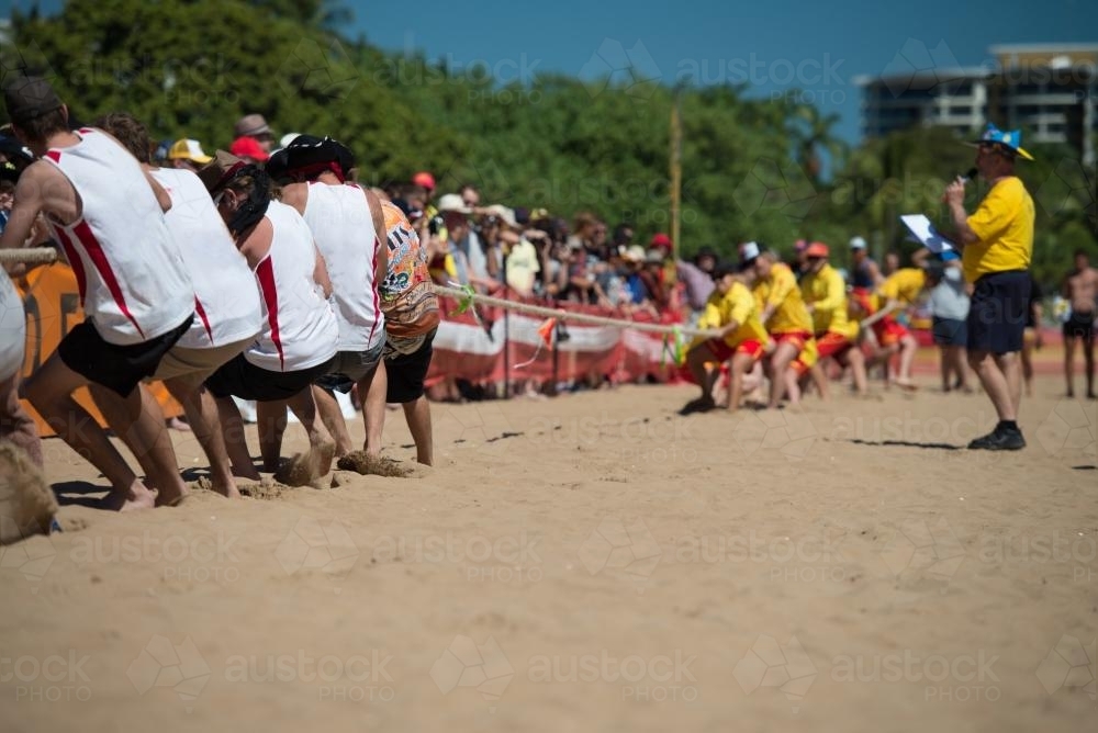 Tug of War on the beach - Australian Stock Image