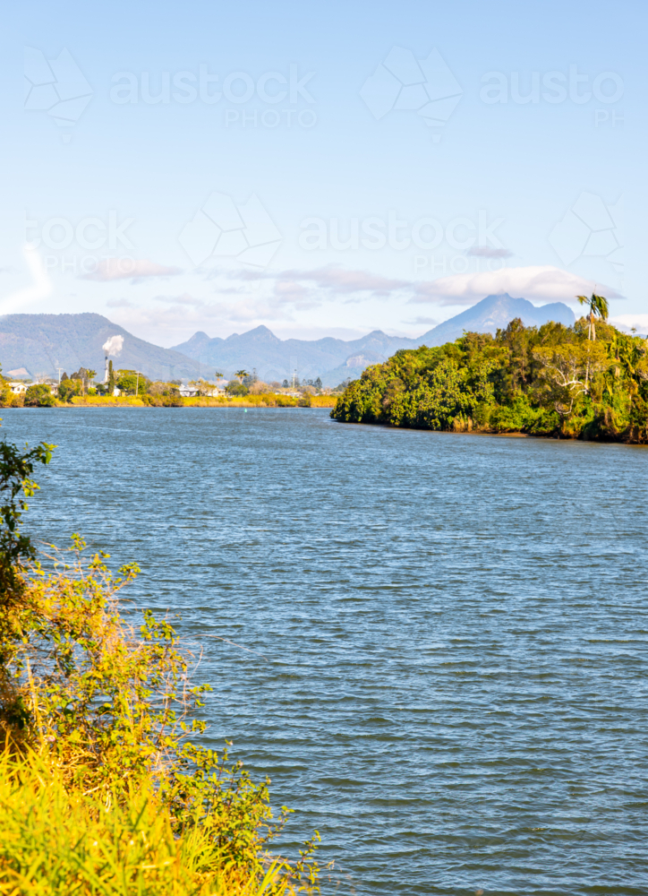 Tweed River with Wollumbin in the distance - Australian Stock Image
