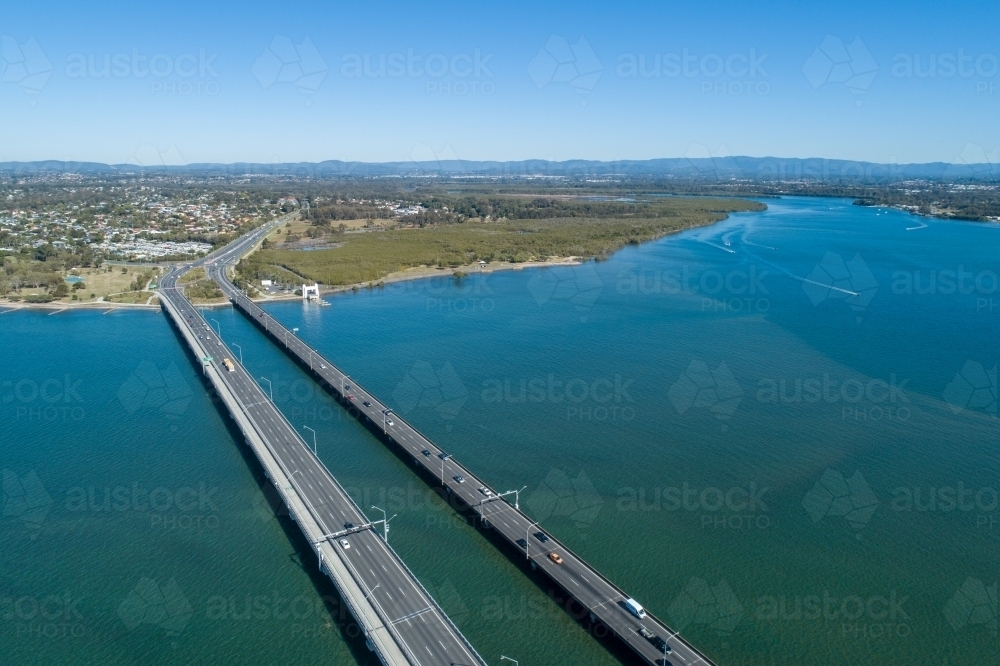 Two bridges and river. - Australian Stock Image