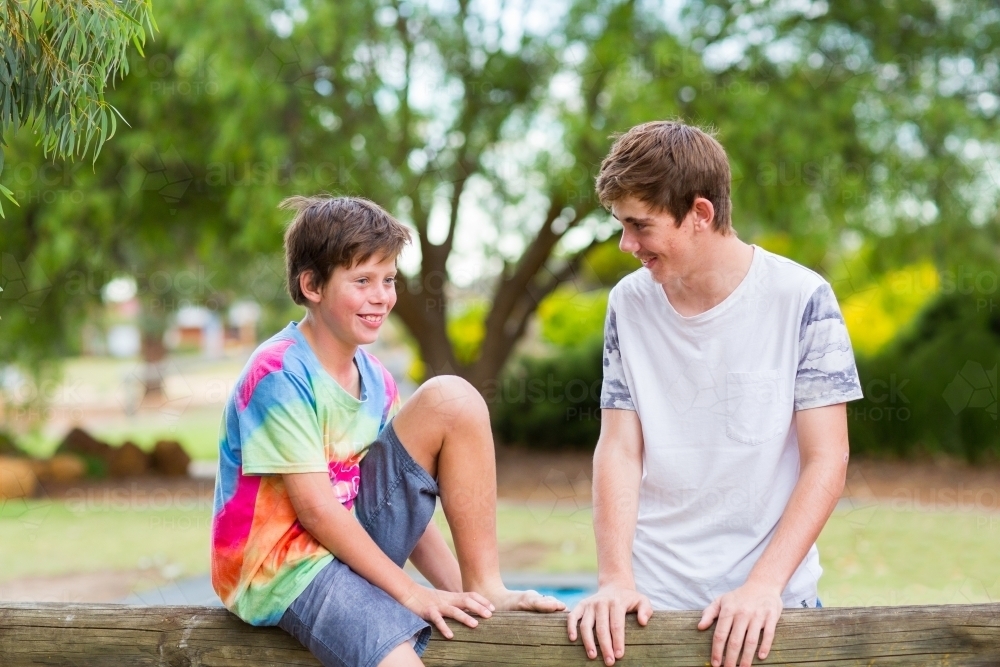 Two brothers in a park - Australian Stock Image