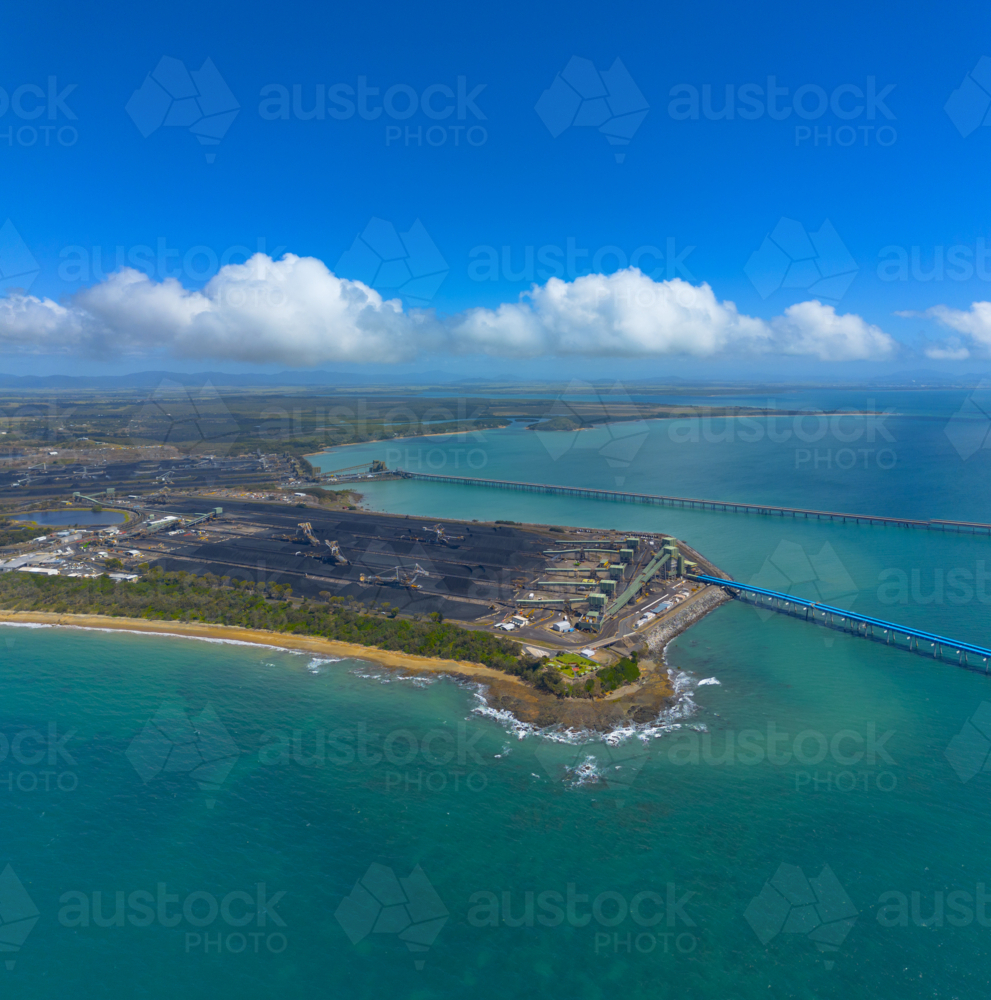 Two coal terminals at the port, Hay Point Coal Terminal and Dalrymple Bay Coal Terminal - Australian Stock Image