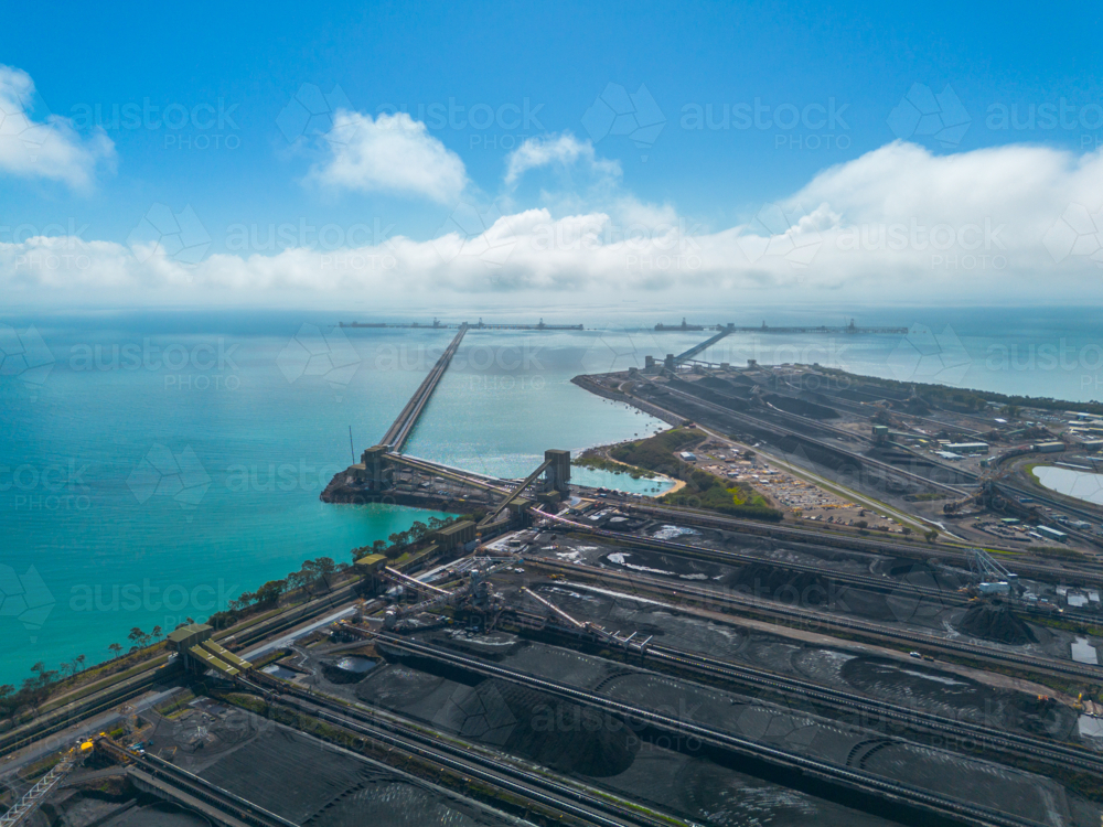 Two coal terminals at the port, Hay Point Coal Terminal and Dalrymple Bay Coal Terminal - Australian Stock Image