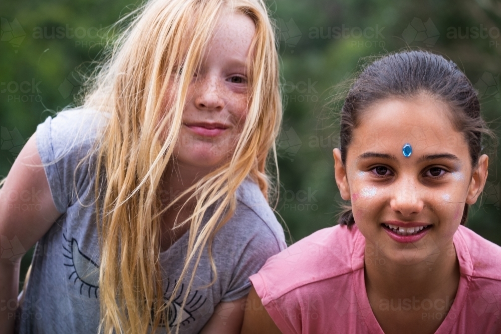 Two friends outdoors - Australian Stock Image