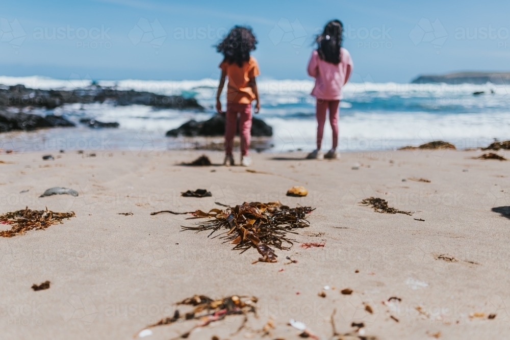 two little girls looking at the sea - Australian Stock Image