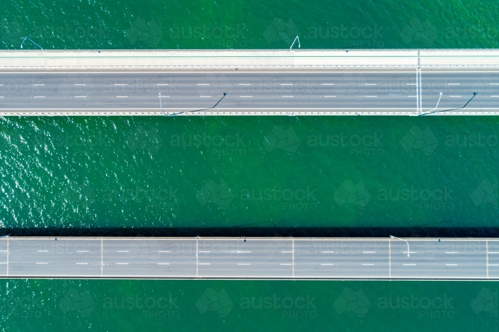 Two traffic-free bridges over water. - Australian Stock Image
