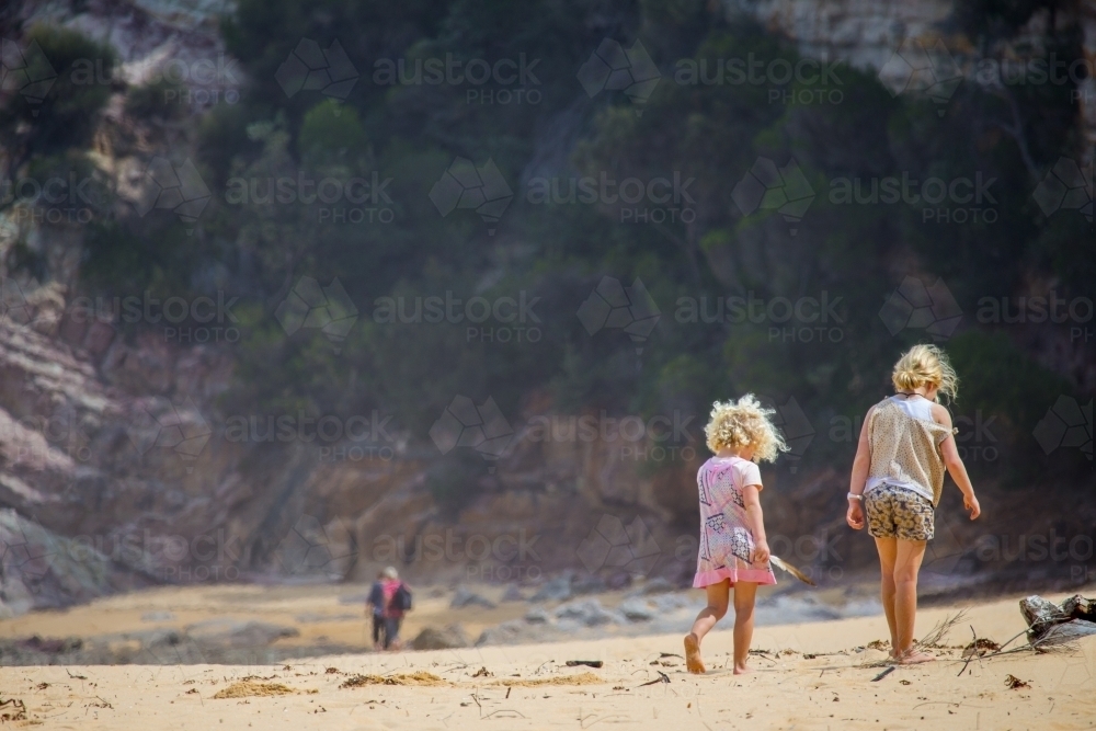 Two young girls on the beach - Australian Stock Image