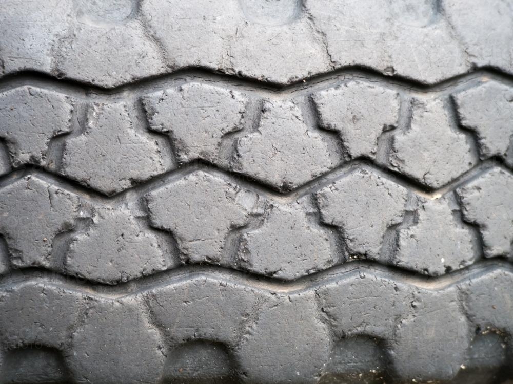 Tyre tread pattern on a worn tyre - Australian Stock Image