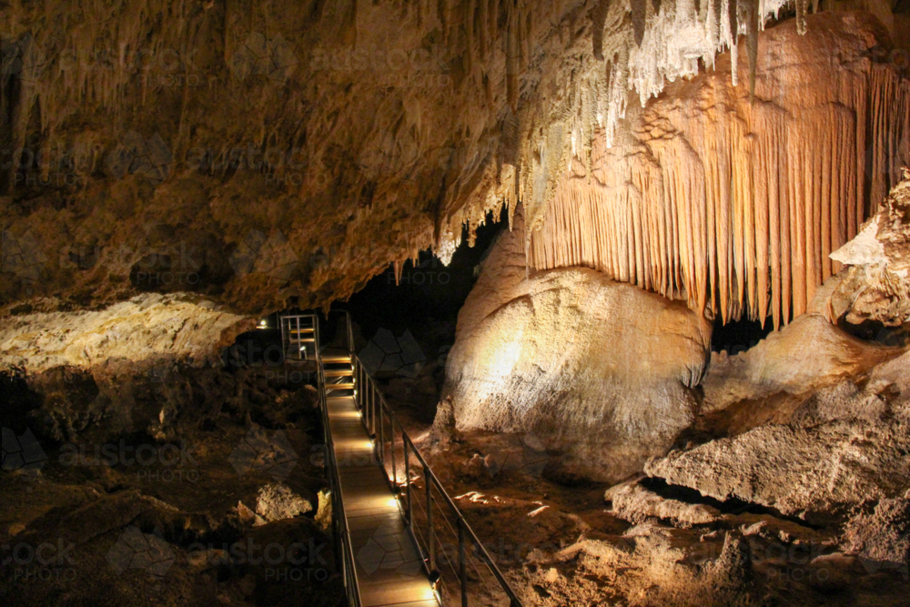 Underground cave with boardwalk - Australian Stock Image