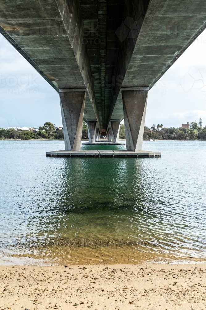 Underside of concrete bridge over Swan River. - Australian Stock Image