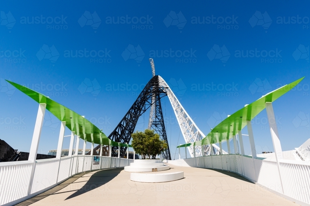 Unusual View across the Matagarup Bridge, with clear blue sky - Australian Stock Image