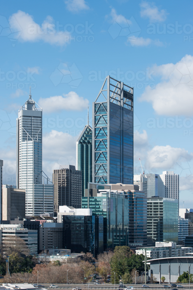 Up Close To The Perth CBD Skyline - Australian Stock Image