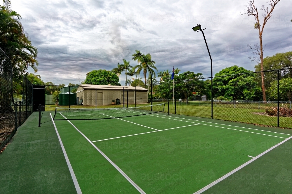 Urban Tennis Court on acreage - Australian Stock Image
