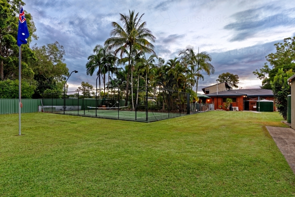 Urban Tennis Court on acreage - Australian Stock Image