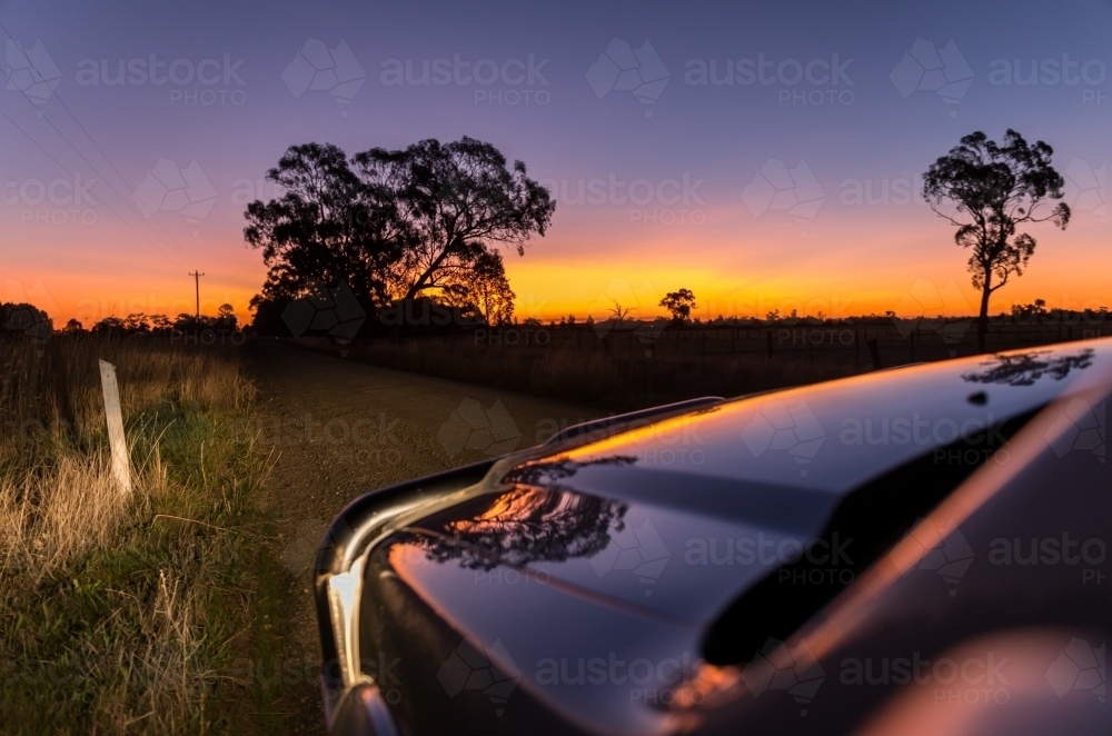 ute on sunset - Australian Stock Image