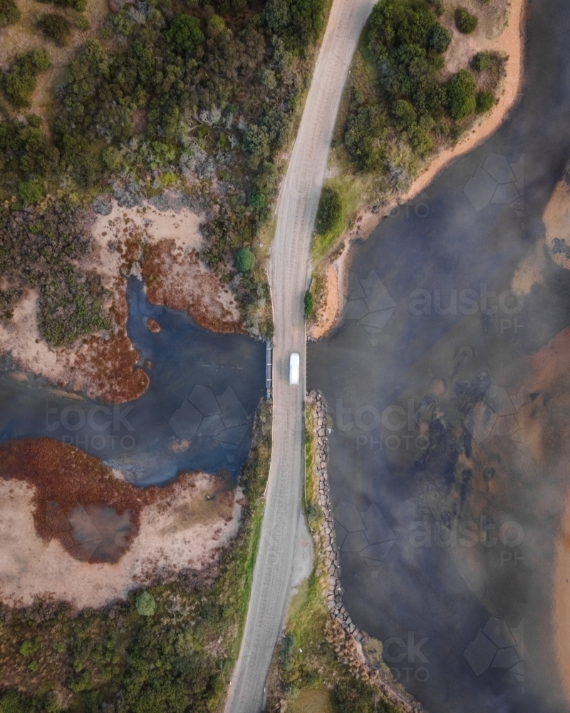 Van Travelling Across a River Bridge - Australian Stock Image