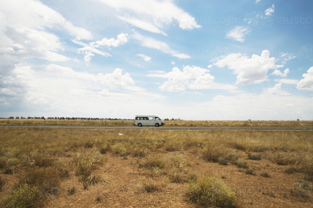 Van travelling along a country road - Australian Stock Image