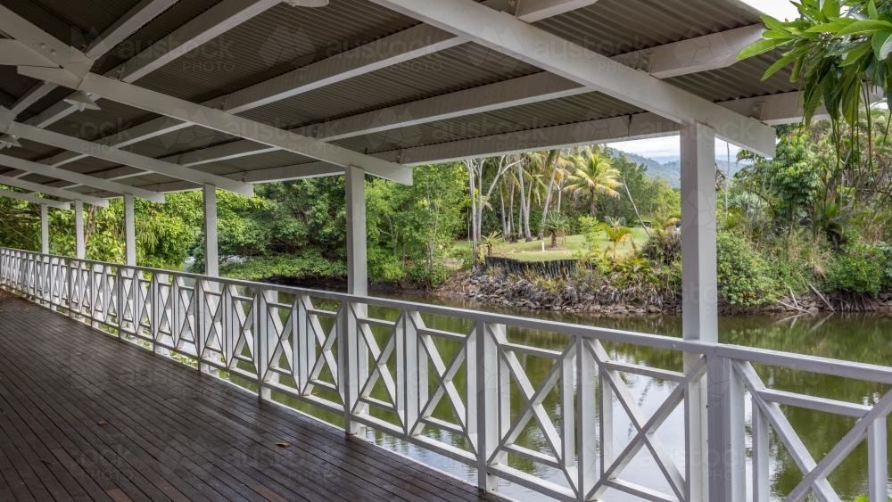 Veranda and tropical river - Australian Stock Image