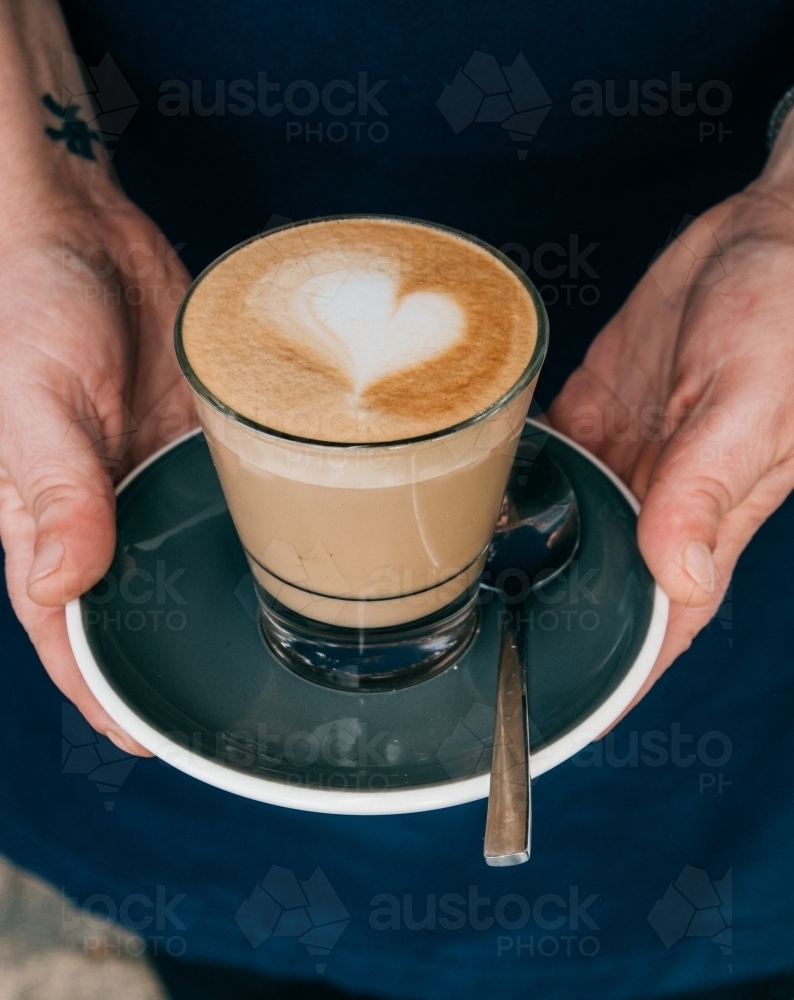 Vertical shot of a glass of coffee - Australian Stock Image
