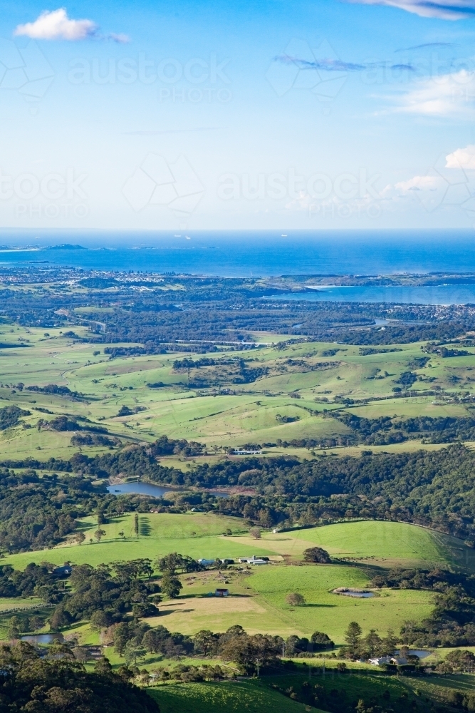 Vertical view of Jerrara dam and Bass Point - Australian Stock Image
