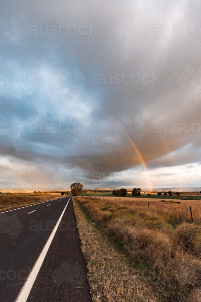 Vibrant rainbow in rural New South Wales - Australian Stock Image