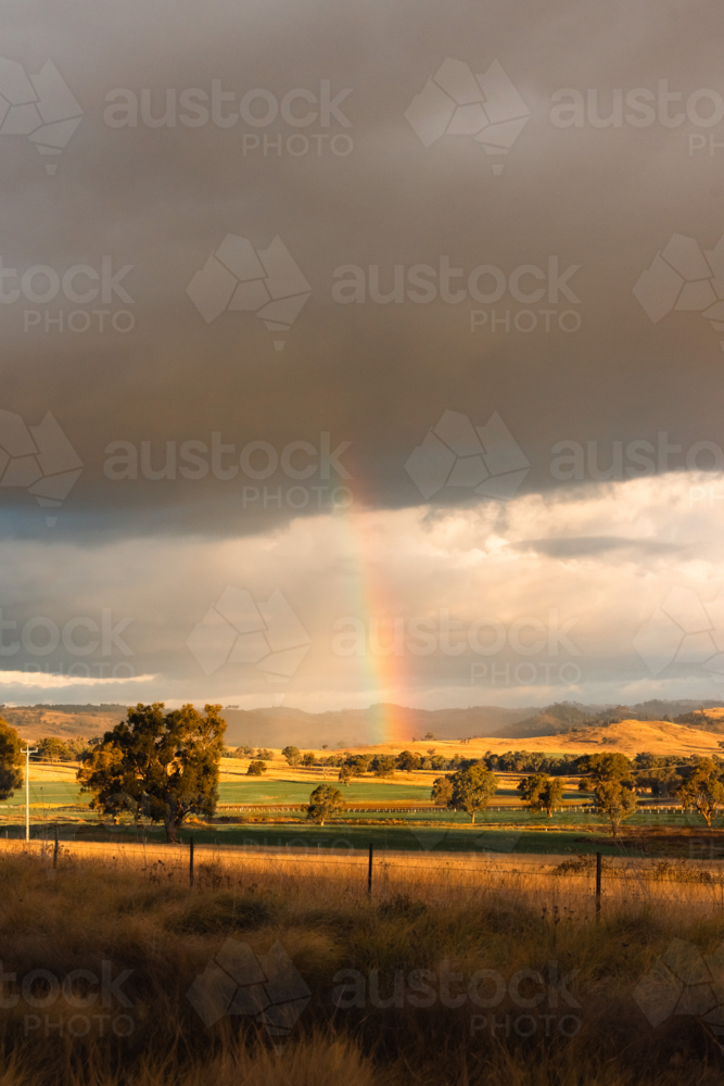 Vibrant rainbow in rural New South Wales - Australian Stock Image