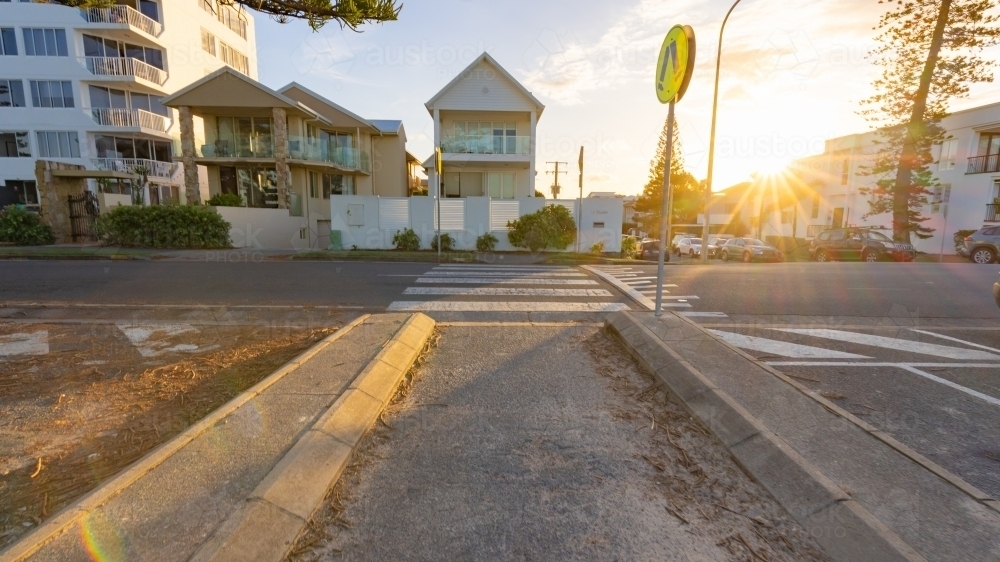 Vibrant sunset along Marine Parade at Miami on the Gold Coast - Australian Stock Image