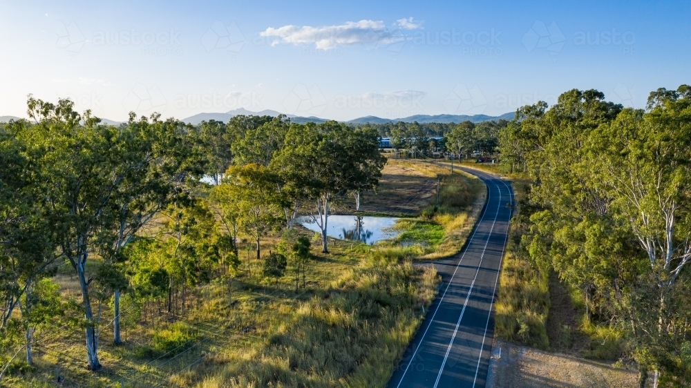 View above Calliope River Road looking towards Homeground camp - Australian Stock Image