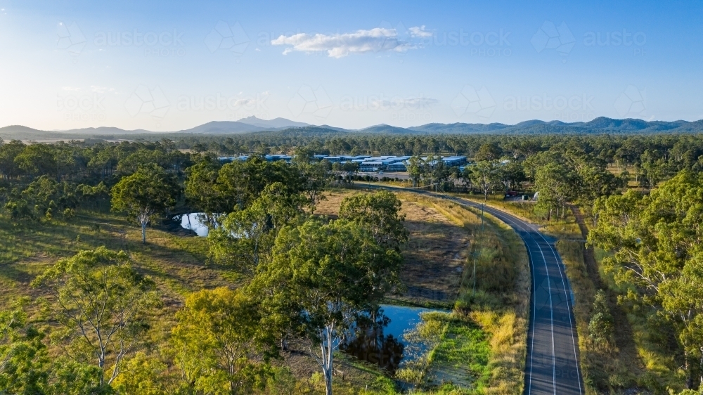 View above Calliope River Road looking towards Homeground camp - Australian Stock Image