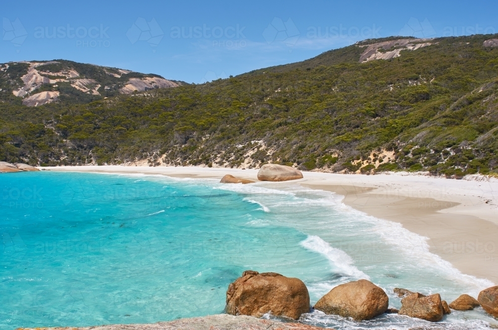 View Across Clear Waters of Little Beach - Australian Stock Image