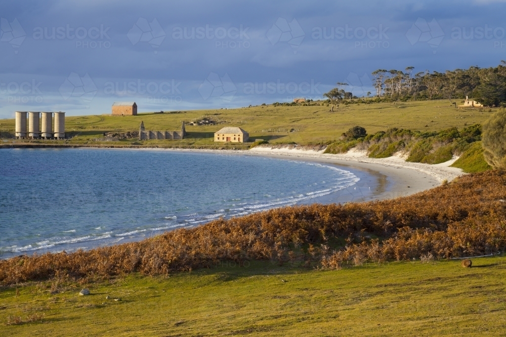 View across Darlington Bay - Maria Island National Park - Tasmania - Australia : Austockphoto View across Darlington Bay - Maria Island National Park - Tasmania - Australia - Australian Stock Image