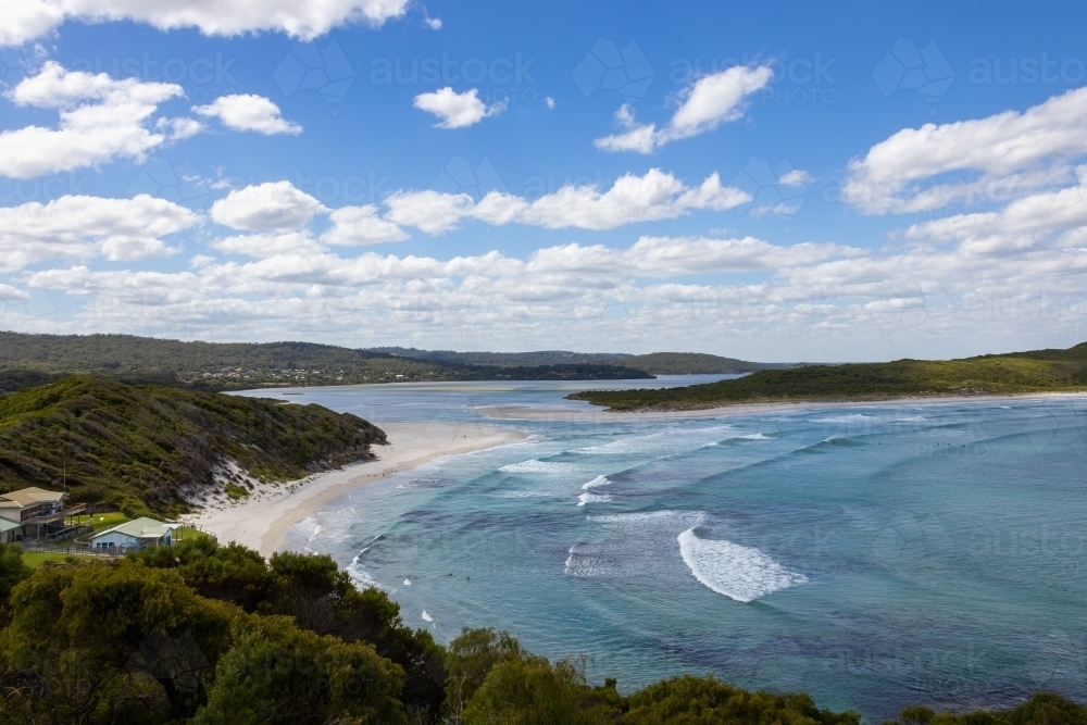 view across Ocean Beach to Wilson Inlet at Denmark - Australian Stock Image