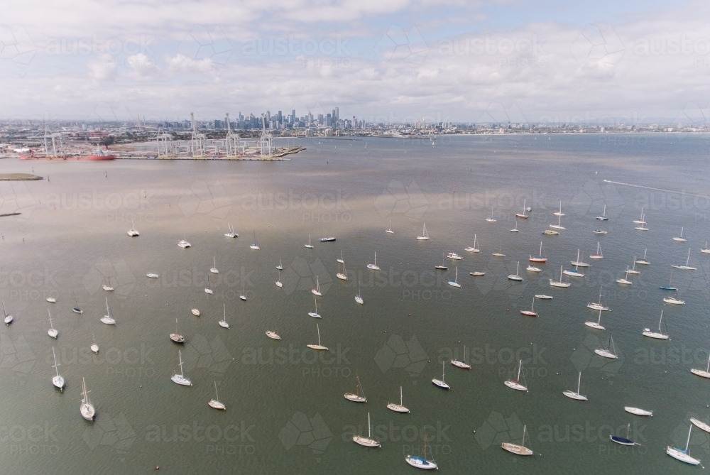 View across to the City from Williamstown - Australian Stock Image