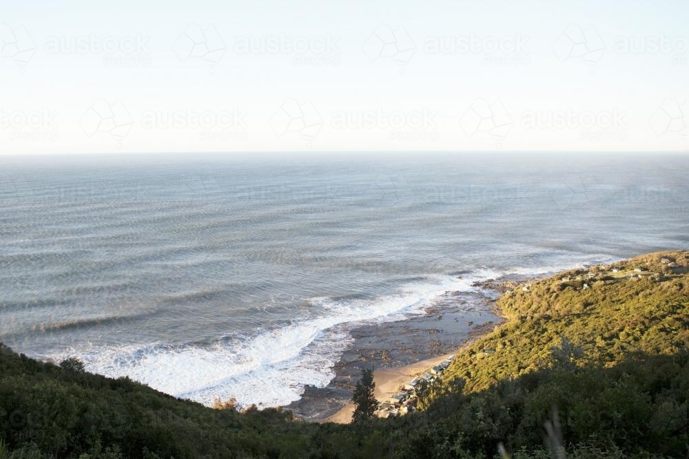 View from mountain of coastal landscape - Australian Stock Image