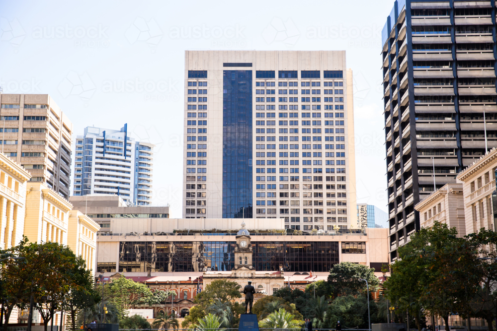 view from post office square towards central station in Brisbane - Australian Stock Image