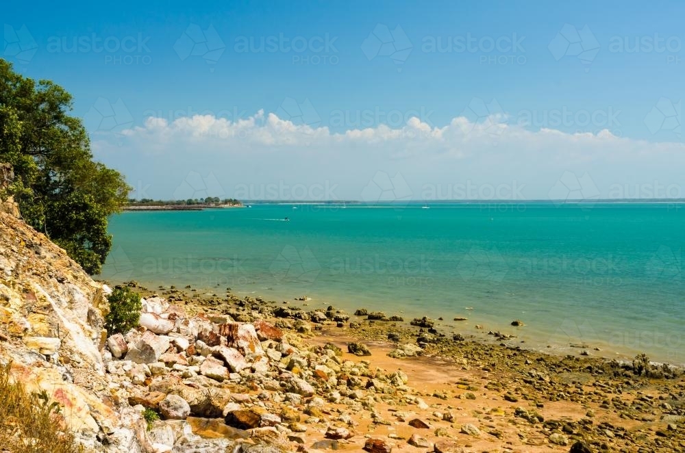 View of beautiful turquoise water from Rocky Foreshore - Australian Stock Image