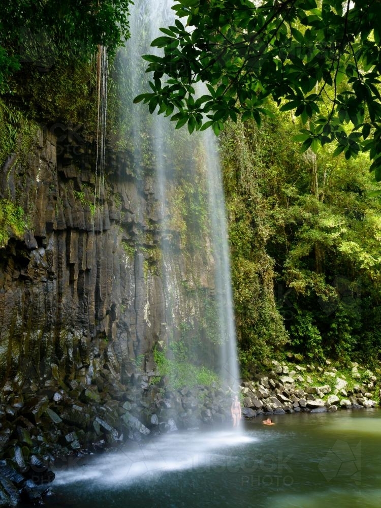 View of beautiful waterfall in green bushland - Australian Stock Image