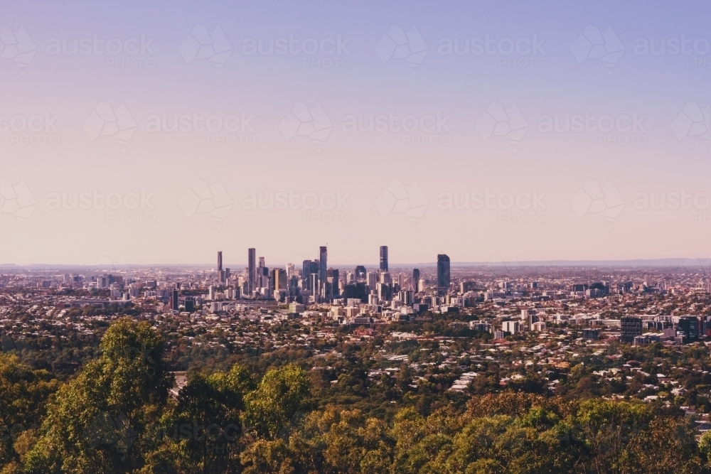 view of brisbane city from mt cootha - Australian Stock Image