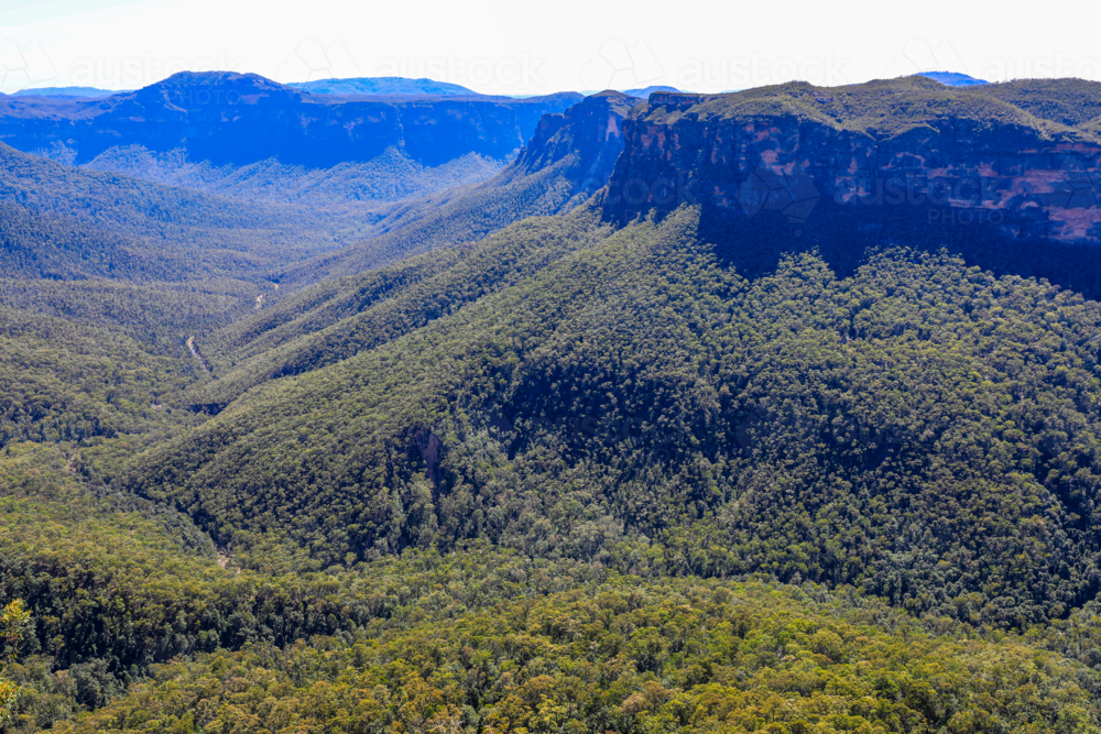 View of Grose Valley from Evans Lookout in the Blue Mountains - Australian Stock Image